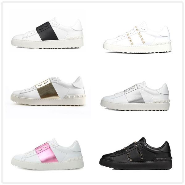 

2021 white black red trainers fashion mens women shoes leather breathable open low outdoor sports sneakers dres valentinoes valentinoity ijb
