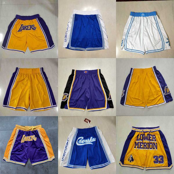 

basketball shorts los angeles''lakers''men throwback pocket purple yellow, Black