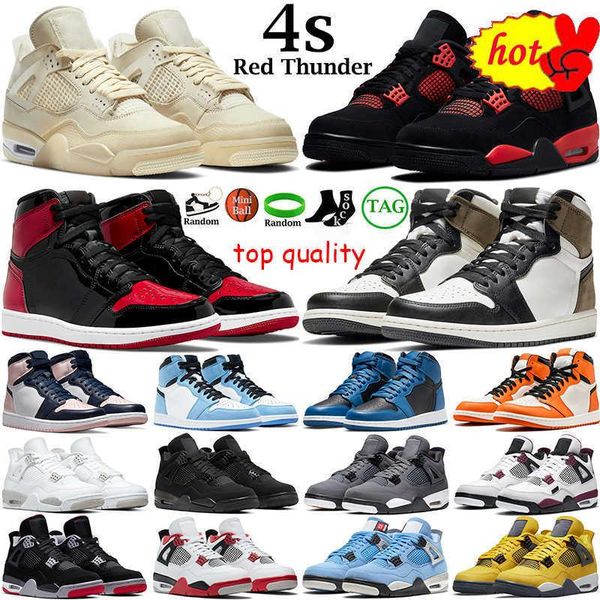 

2022 men basketball shoes women 4s jumpman red thunder 4 black cat sail white oreo 1s dark mocha bred patent marina university