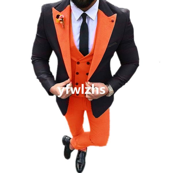 

handsome one button groomsmen peak lapel groom tuxedos mens wedding dress man jacket blazer prom dinner suits jacket pants tie vest w1050, Black;gray