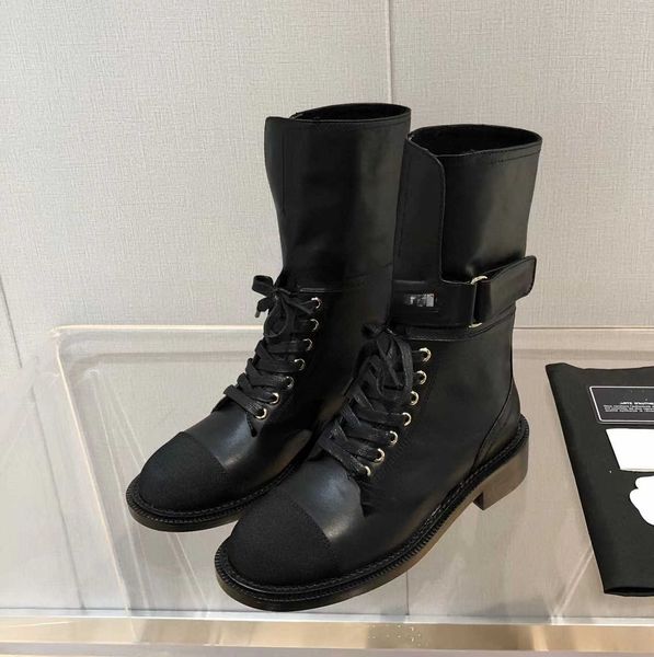 

brand casual shoes boots autumn and winter 2022 new thick heel round head motorcycle boots low heel women, Black