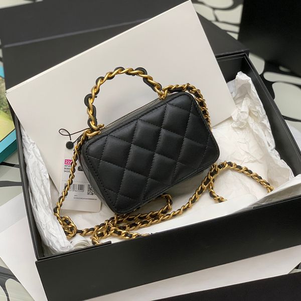 

10a mirror quality luxury designer women cosmetic bags vanity with chain handbag designer cross body bag withbox c103