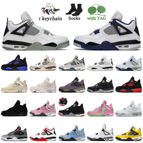 

2022 sea 4s basketball shoes fashion jumpman 4 midnight navy 4s women mens trainers craft military black cat canvas sail