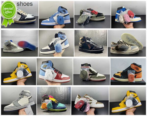 

2022 travis scotts high 1 1s mens basketball shoes university blue electro orange dark mocha chicago twist turbo green unc igloo women, Black