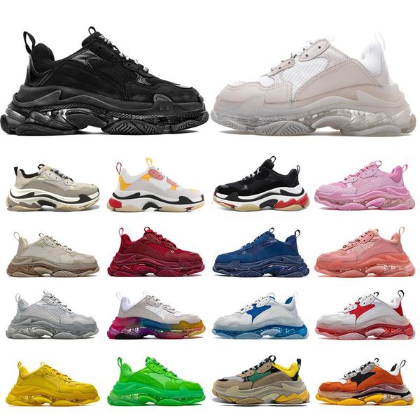 

shoes triple s men women designer platform sneakers clear sole black white grey red pink blue royal neon green trainers tennis