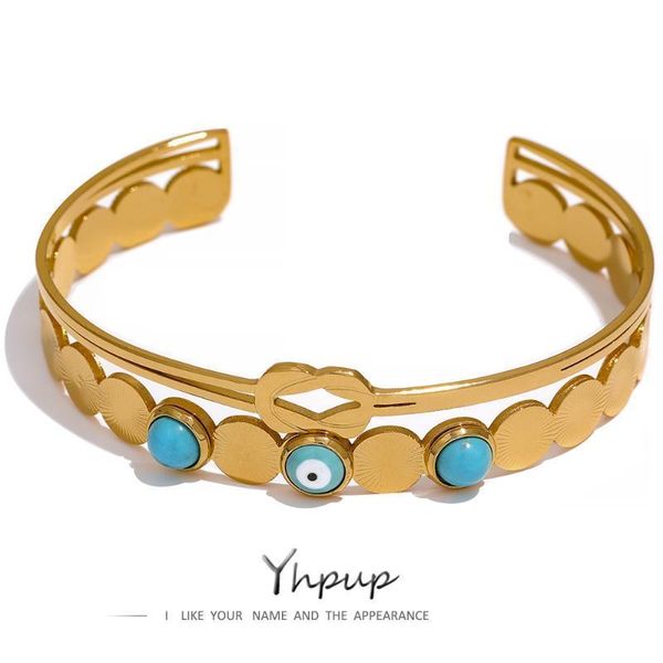 

bangle bangle yup double layer stainless steel eye open bracelet 2022 for women jewelry charm fashion trendy golden giftbangle drop dhbgl, Black