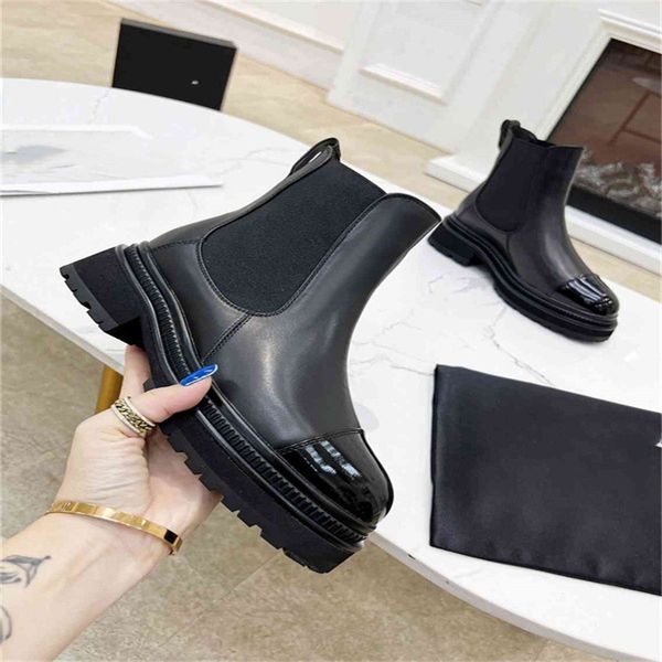 

winter boots fashion women vintage channel decorative leather cotton cloth wool warm keeping high heel thick sole snow flat socks shoes 01-0, Black