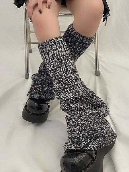 

socks hosiery y2k accessories lady knee high leg warm sock women slim punk cool knit long socks lolita cosplay gothic kawaii hip-hop rock t2, Black;white