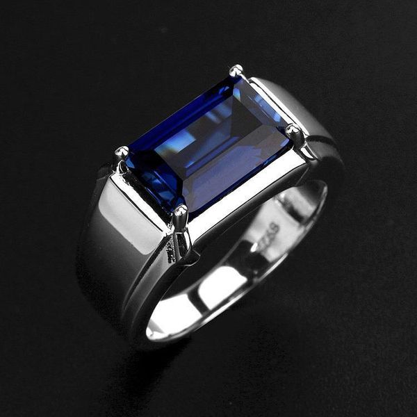 

rectangle personality simulated zircon opening ring mens rings classic men titanium steel designer for women luxury gifts woman girl jewlery, Silver