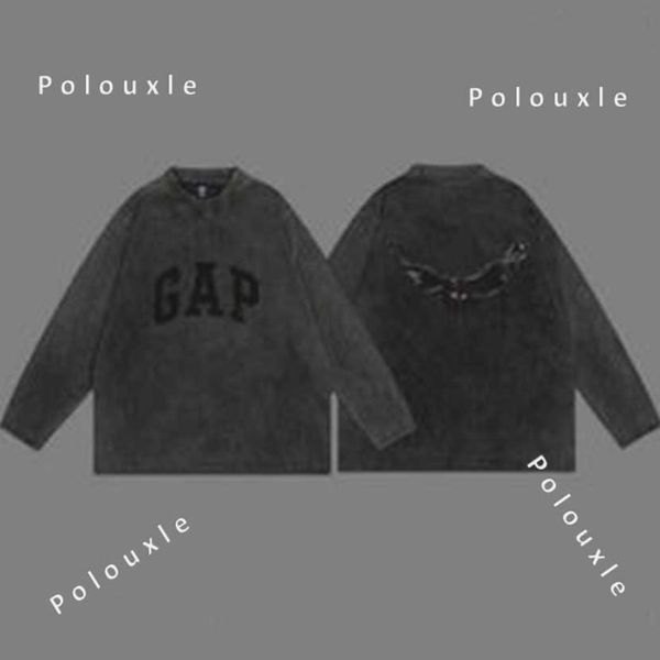 

men's hoodies sweatshirts designer kanyes classic wests t shirt luxury fashion three party joint name peace dove printed do old process, Black