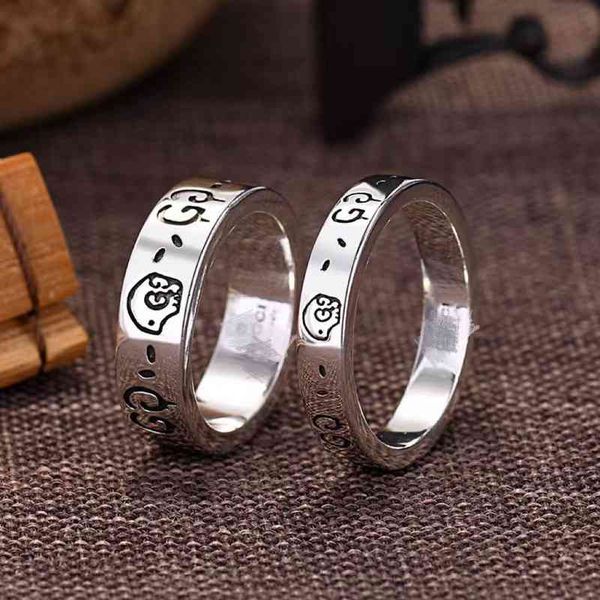 

925 silver elf ring letter g male female skull head high version couple qixi