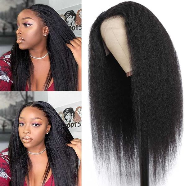 

hair lace wigs women's medium gth hair mechanism chemical fiber headgear yaki straight wig, Black