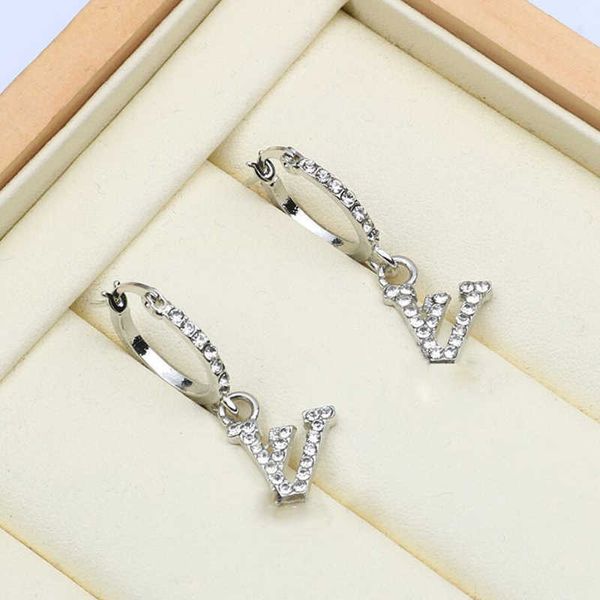 

designers womens brand designer earrings ear stud crystal women elegance temperament simple ladies wedding party jewelry gift accessories, Golden;silver
