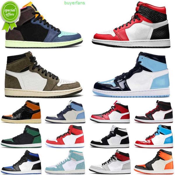 

2022 jumpman 1 men women basketball shoes 1s smoke grey high og bio hack dark mocha bloodline satin-snake chicago trainers sneakers, Black