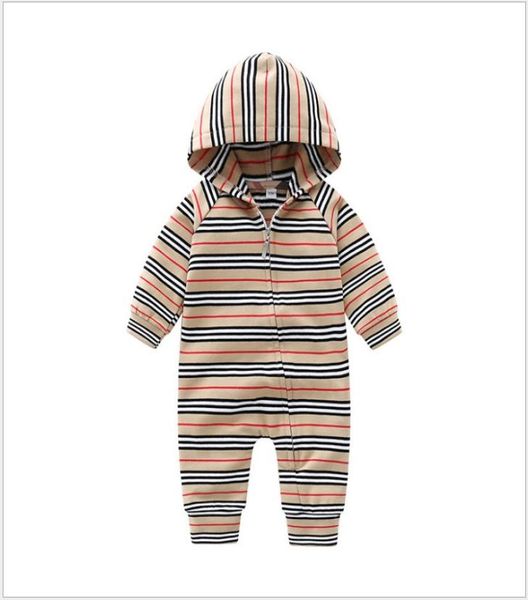 

new fashion boys girls striped rompers infant spring autumn long sleeve jumpsuits kids cotton zipper hooded onesies baby romper1803069, Blue