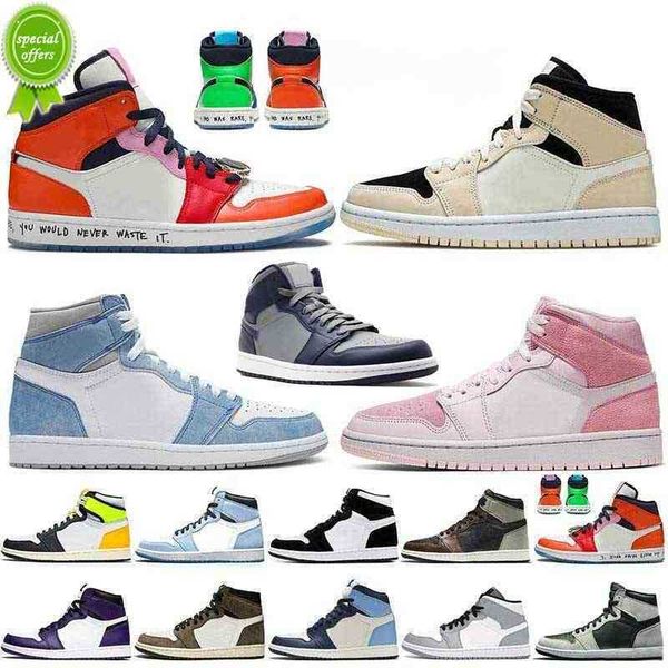 

basketball shoes sneakers university blue trophy room chicago red hyper royal barely orange digital pink 2022 jumpman 1 men women mens 1s, Black