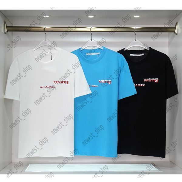 

designer mens t-shirt t shirt luxury classic spring summer circle wang letter block black blue white tshirts simple casual cotton tee top, White;black