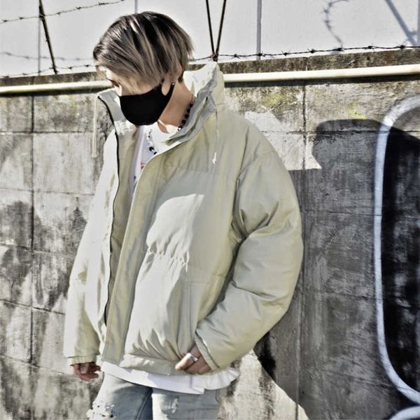 

double track high street fog down cotton jacket fashion men and women, Black