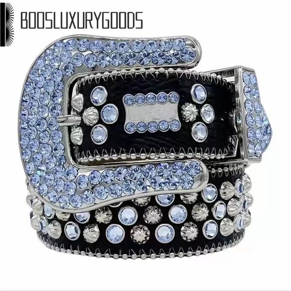 

2023 designer bb belt simon belts for men women shiny diamond belt black on black blue white multicolour12345, Black;brown