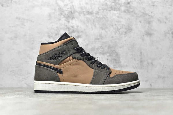 

designer shoes basketball jumpman 1s mid brown army green men women basketball shoe outdoor trainers sports original, Black