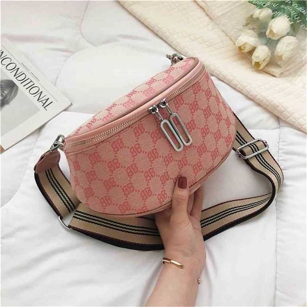 

autumn women's bag fashion canvas chest wide shoulder strap sling single shoulder messenger bag versatile mobile phone waist purse blac