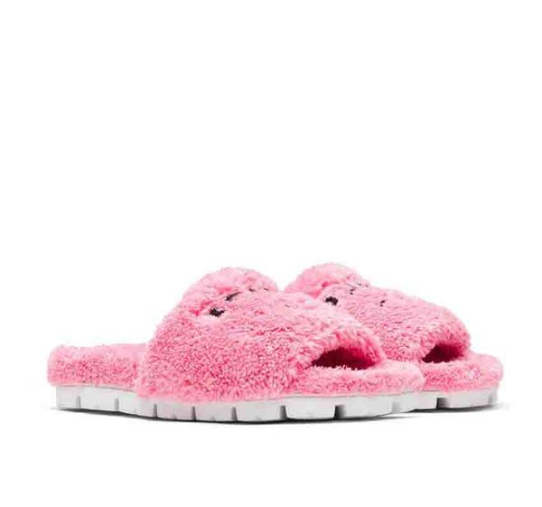 

winter woman shoes indoor slipper warm flats wool slipper pink white black logo-embroidered terry cloth slides for women rubber bottom slip