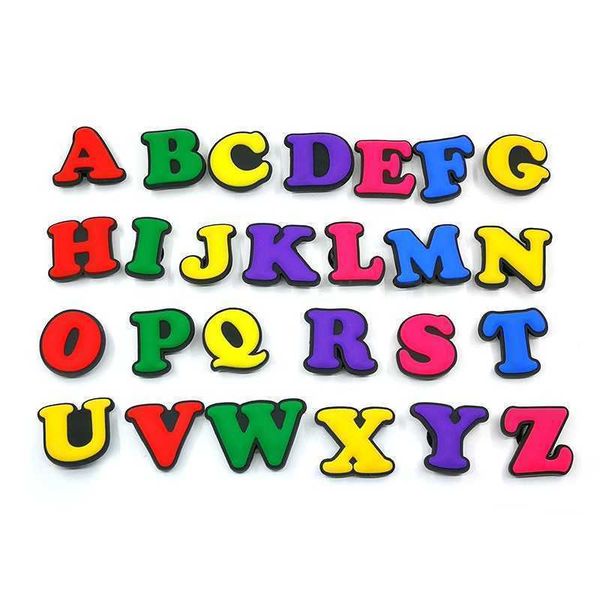 

26pcs shoe diy accessories english letters shoes decorations buckle for croc charms kids gifts, Bronze;silver