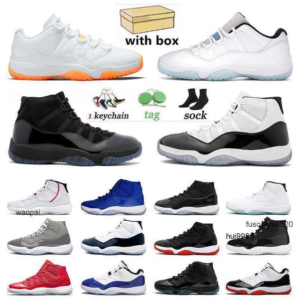 

2021 basketball 11 shoes georgetown citrus low legend blue men women jumpman concord bred cool grey sports 11s sneakers jorda, Black