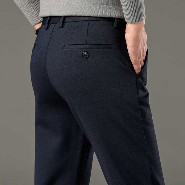 

autumn and winter new casual pants men's loose straight high waist elastic business pants workwear pants fashion 8265, Black