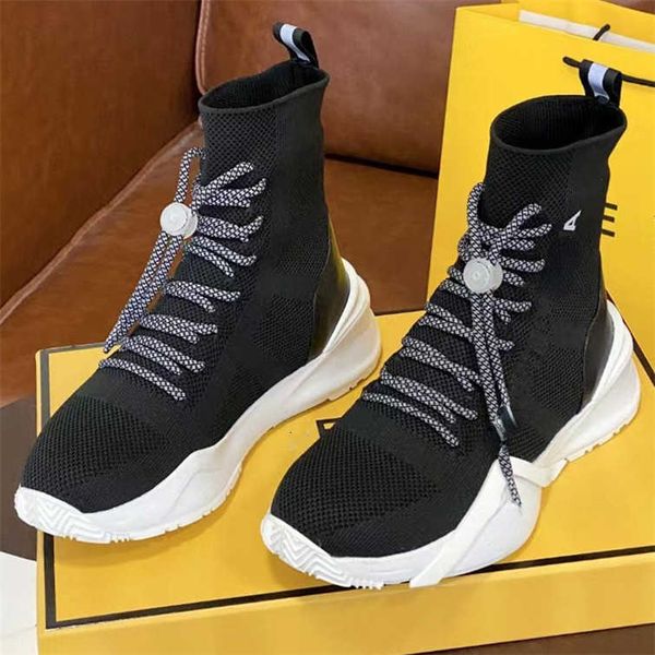 

boots knitted elastic flat bottom sock martin boots for women in autumn winter of 2022 new style f lovers' fashionable and versatile, Black