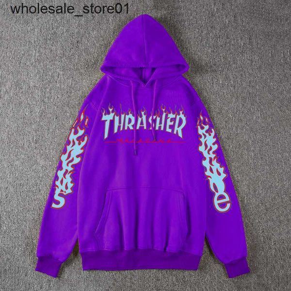 

men's hoodies designer sweatshirts plush men's women's thrasher sweater fashion streetwear hoodie, Black