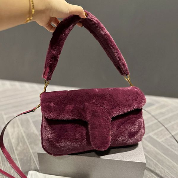 

wool messenger handbag women crossbody bag handbag purse flap wallet sheepskin interior compartment long short shoulder straps gradient colo