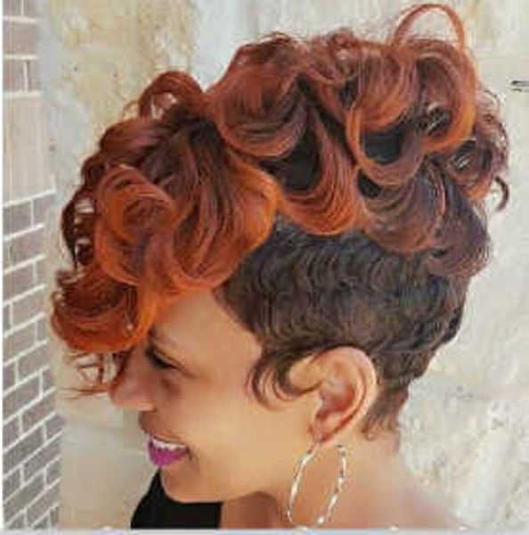 

hair lace wigs exploding head small roll women's short hair chemical fiber wig headgear, Black