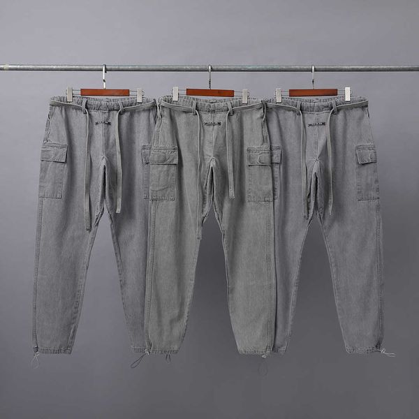 

fog jeans fashion pants men's 6th line washing streamer high street justi biber ripped hip hop slim fit designer luxury elastic y2k, Blue