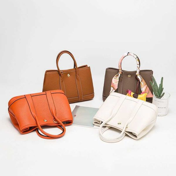 

h bag designer leather h ermese garden bag women 2022 new style one shoulder messenger large capacity bucket wide shoulder portable