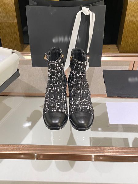 

2023 women designer boots knitted stretch martin black leather knight womens short boot design casual shoes luxurys boots -e1014