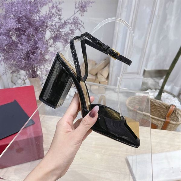 

fashion dress shoes women leather high heel metal buckle letter wedding party business casual flat shoes 01-020, Black