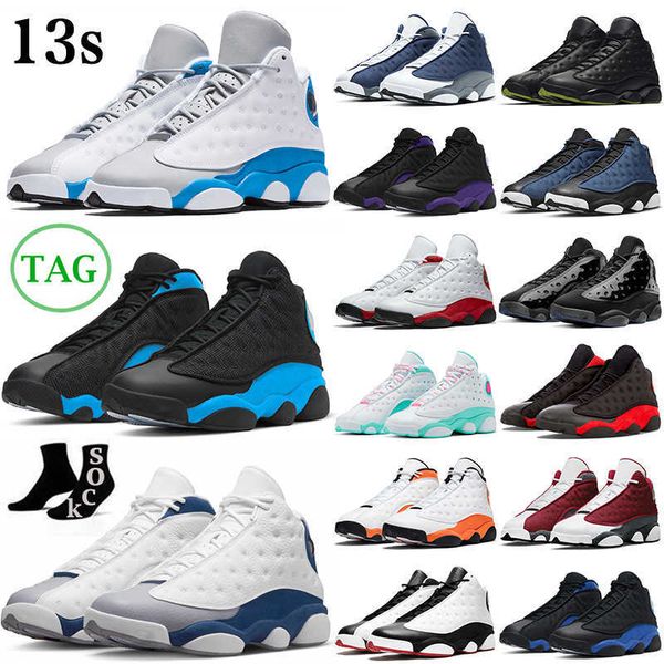 

designer outdoor shoes sneaker platform b22 2022 13 13s mens basketball shoes university blue hyper royal red flint wolf grey brave blue, Black;white