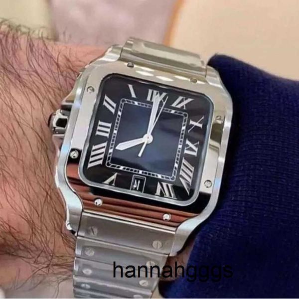 

2022 new square watches 40mm geneva genuine stainless steel mechanical watches case and bracelet fashion mens watches male wristwatch 3hf2, Slivery;brown