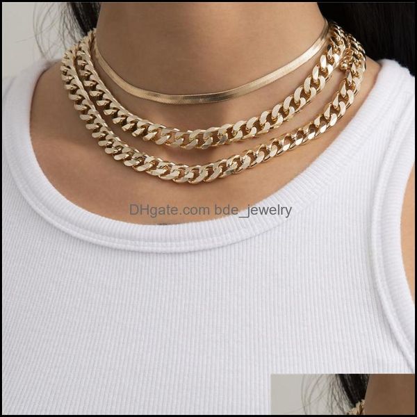 

chains european and american exaggerated mtilayer personality clavicle chain necklace classic simple fashion female jewelry chains d dhj7u, Silver
