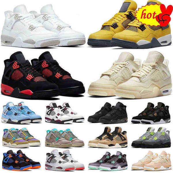 

basketball shoes sport sneaker trainer university blue black cat white cement fire red cool grey motorsports 2022 jumpman 4 4s mens women