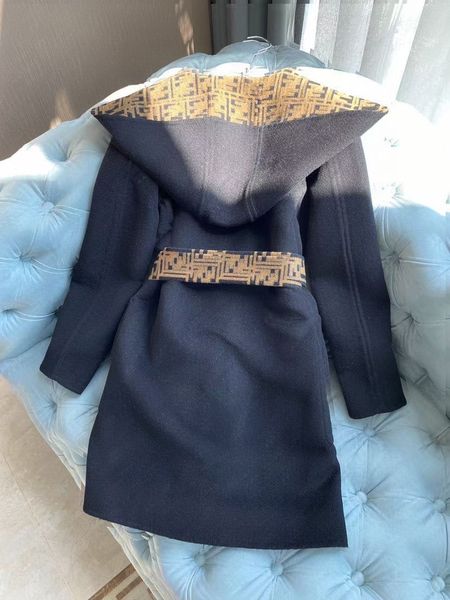 

women's wool & blends winter runway banquet luxury preppy organic crane woolen coats work notched tie waist windbreaker casual warm woo, Black;brown