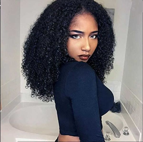 

hair lace wigs short hair small curly explosive head chemical fiber headgear, Black