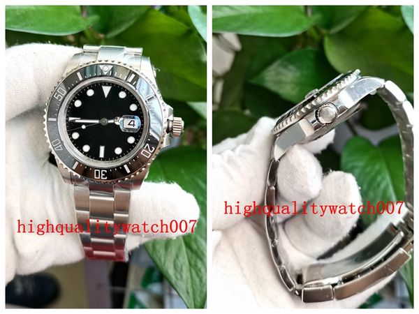 

elling excellent men's wristwatches 43mm black dial blue luminescent 126600-0002 116600 automatic 2813 mechanical stainless steel brace, Slivery;brown