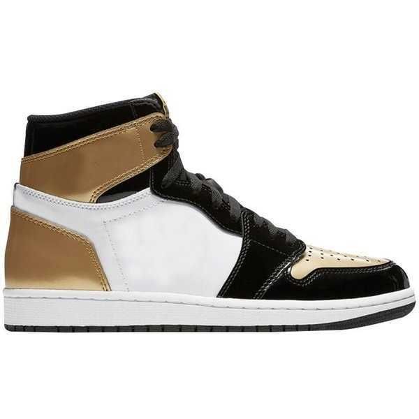 

shoes basketball jumpman sneakers high nrg patent gold toe men women 1 1s, Black