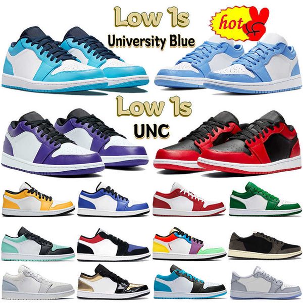 

basketball shoes electro orange obsidian unc hyper royal university blue lucky green 2022 2021 low cut jumpman 1 og 1s mens bred patent, Black