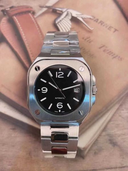 

men's casual business watch automatic mechanical movement 316l montre de luxe wristwatch, Slivery;brown