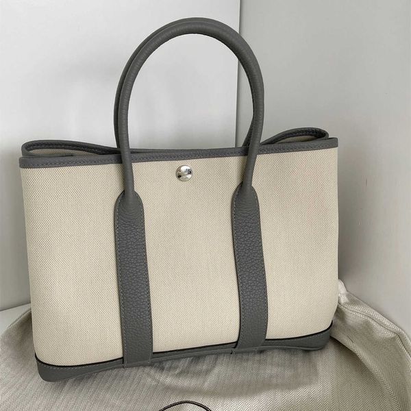 

h bag fashion designer h erme bag garden party canvas collage 2022 new color rain accumulation cloud grey portable women