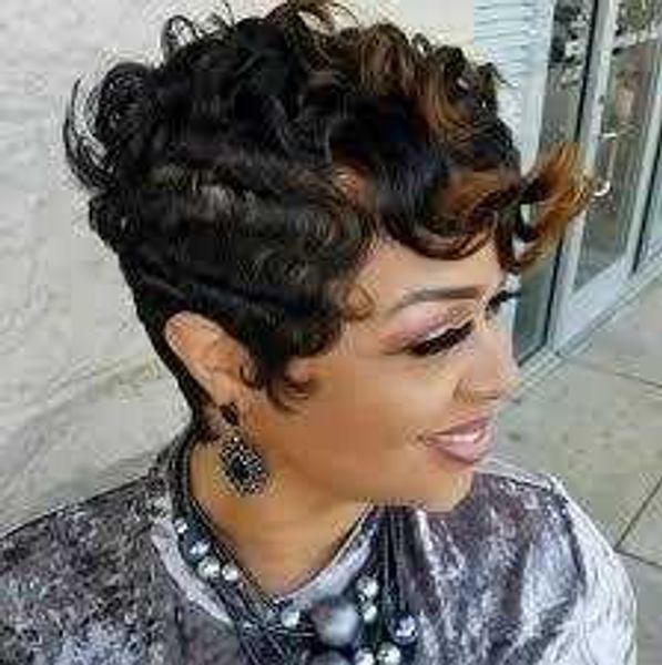 

hair lace wigs female short small curly hair high-temperature silk chemical fiber headband wigs, Black