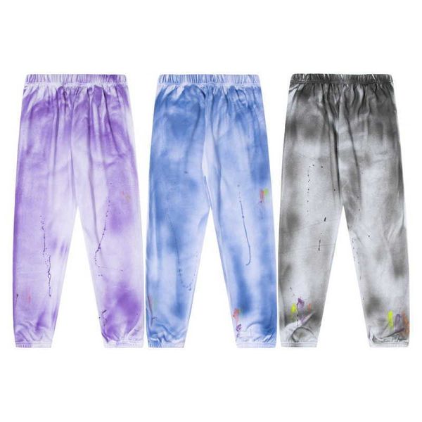 

glleryes designer brand pants trendy dept los angeles tie dyed drawstring straight for men women, Black